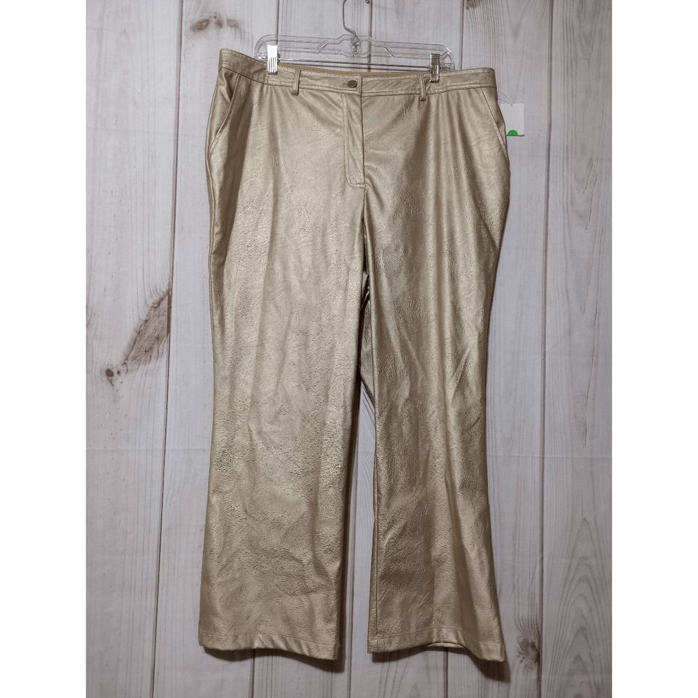Halogen Pants Ladies 16W Gold Vaux Leather Wide Leg Lined